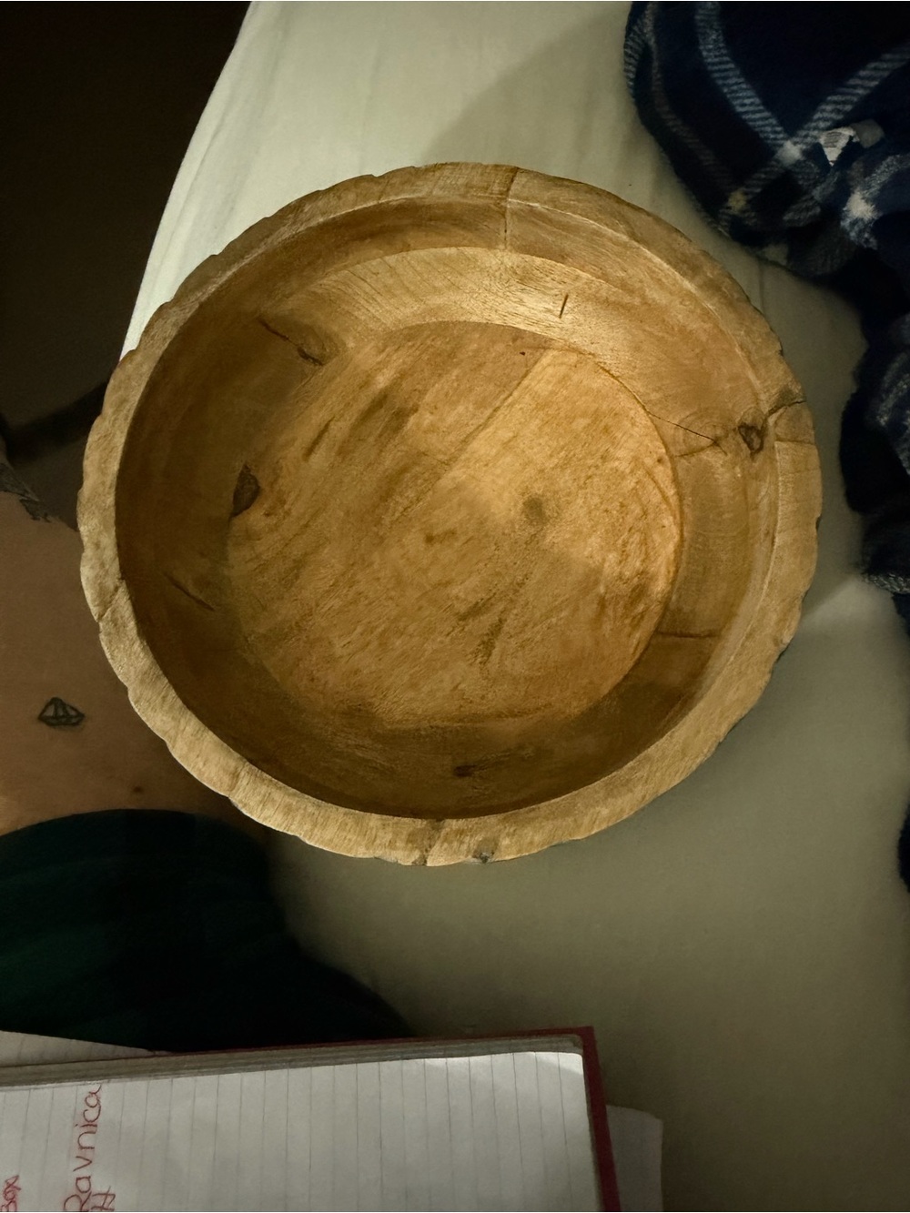 Hand-Carved Wooden Bowl - Natural Light Brown